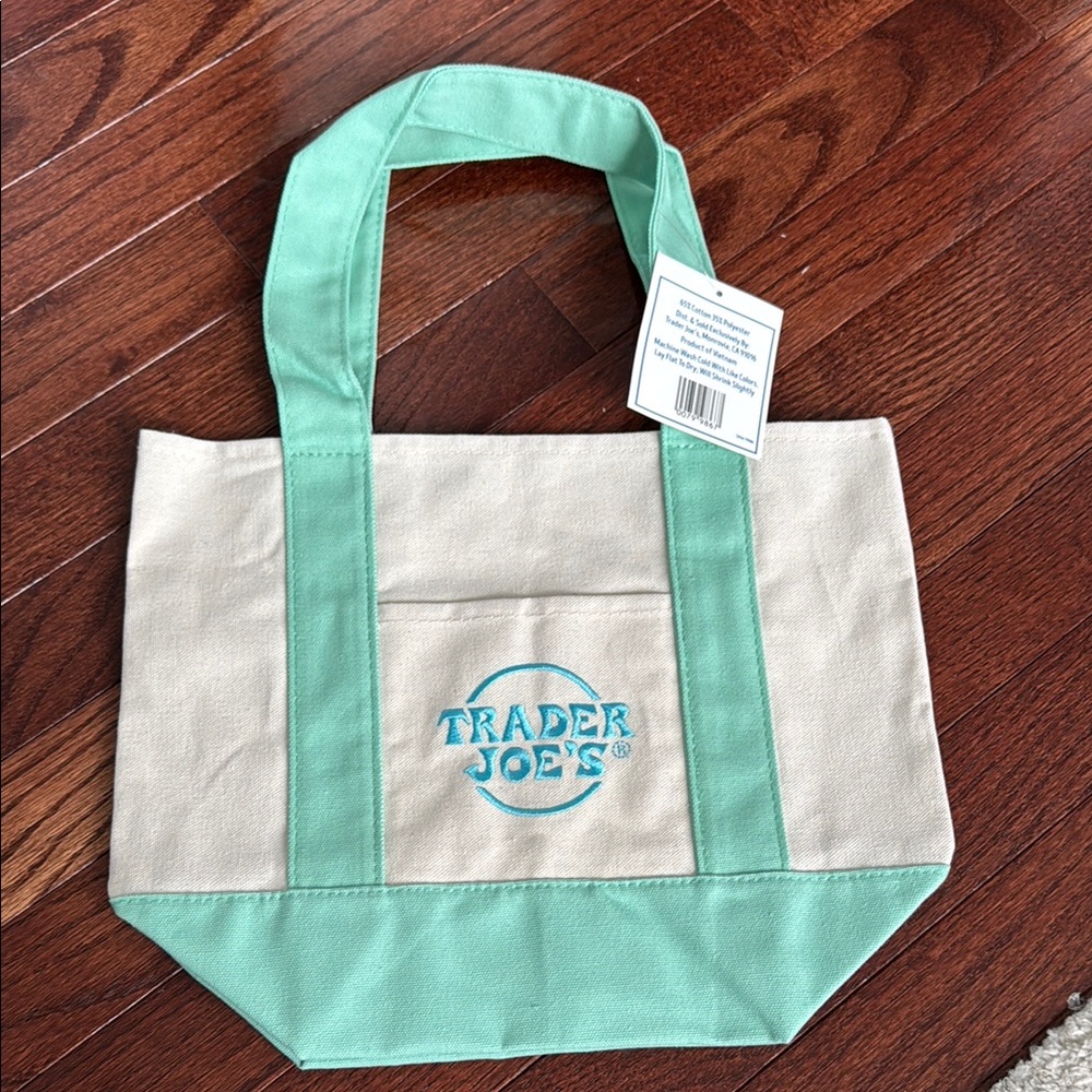 Trader Joe’s Mimi Mint Green and Cream Tote Bag